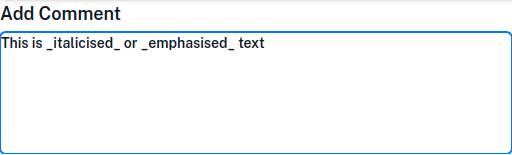 Markdown italics tag